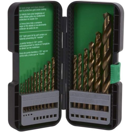  Metabo HPT Drill Bit Set, 17 Piece, Gold Oxide, Twist (115136M)