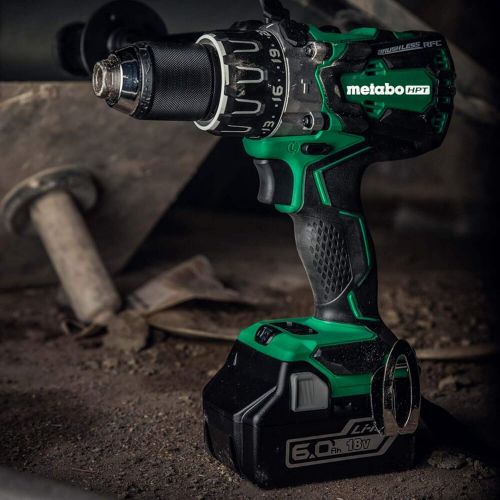  Metabo HPT 18V Cordless Brushless Hammer Drill Kit, include 2-18V 6.0Ah Lithium Ion Slide-Type Batteries, Reactive Force Control, 1,205 In/Lbs of Turning Torque (DV18DBL2)