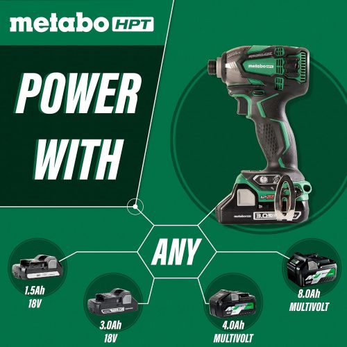  Metabo HPT 18V Cordless Impact Driver Kit | Triple Hammer Technology | Two Compact 3.0Ah Li-Ion Batteries | Powerful 1,832 in/lbs Torque | IP56 Compliant | LED Light | WH18DBDL2