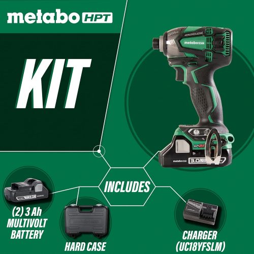  Metabo HPT 18V Cordless Impact Driver Kit | Triple Hammer Technology | Two Compact 3.0Ah Li-Ion Batteries | Powerful 1,832 in/lbs Torque | IP56 Compliant | LED Light | WH18DBDL2