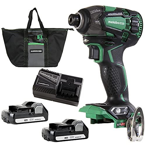  Metabo HPT 18V MultiVolt Cordless Triple Hammer Impact Driver Kit | 4-Stage Electronic Speed Switch | IP56 Rated | Lifetime Tool Warranty | WH18DBDL2C, Green