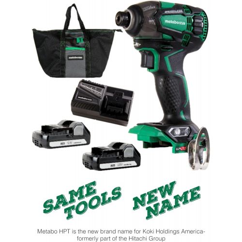  Metabo HPT 18V MultiVolt Cordless Triple Hammer Impact Driver Kit | 4-Stage Electronic Speed Switch | IP56 Rated | Lifetime Tool Warranty | WH18DBDL2C, Green