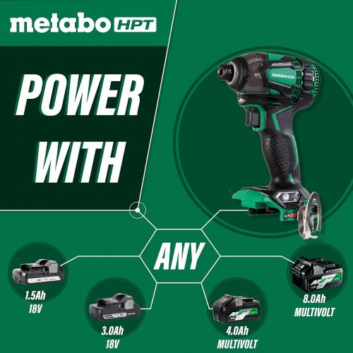  Metabo HPT 18V MultiVolt Cordless Triple Hammer Impact Driver Kit | 4-Stage Electronic Speed Switch | IP56 Rated | Lifetime Tool Warranty | WH18DBDL2C, Green