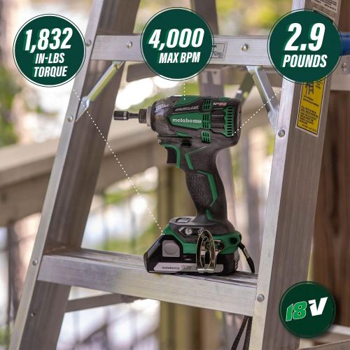  Metabo HPT 18V MultiVolt Cordless Triple Hammer Impact Driver Kit | 4-Stage Electronic Speed Switch | IP56 Rated | Lifetime Tool Warranty | WH18DBDL2C, Green