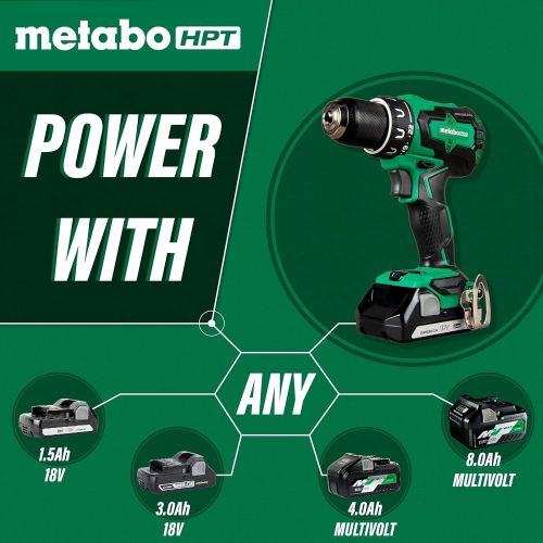  Metabo HPT 18V MultiVolt Cordless Drill/Driver Kit | Brushless Motor | 1/2-Inch Keyless Metal Chuck | Lifetime Tool Warranty | DS18DBFL2E, Green