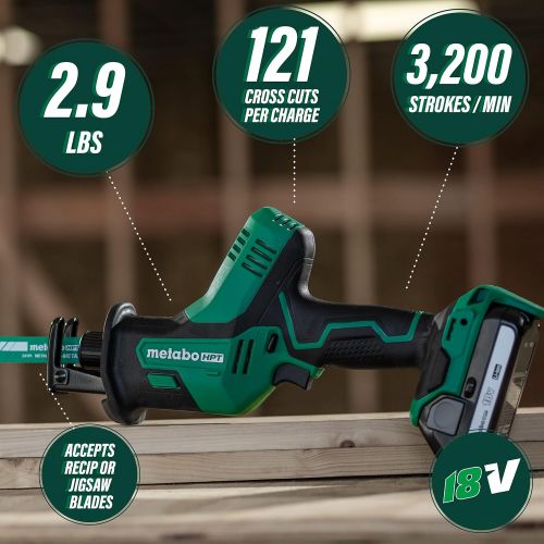  Metabo HPT 18V One Handed Reciprocating Saw | 3,200 Strokes Per Minute | Accepts Reciprocating or Jig Saw Blades | Lifetime Tool Warranty | CR18DAQ4