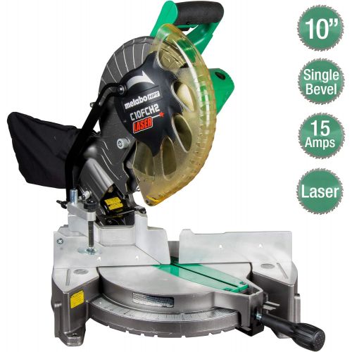  Metabo HPT 10-Inch Compound Miter Saw | Laser Marker | 15-Amp Motor | Single Bevel | (C10FCH2S)