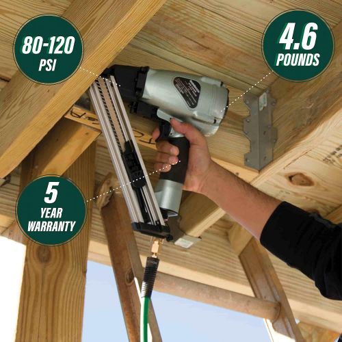  Metabo HPT Strap-Tite Fastening System Strip Nailer, Pneumatic, Accepts 1-1/2-Inch Nails, Metal Connector (NR38AK)