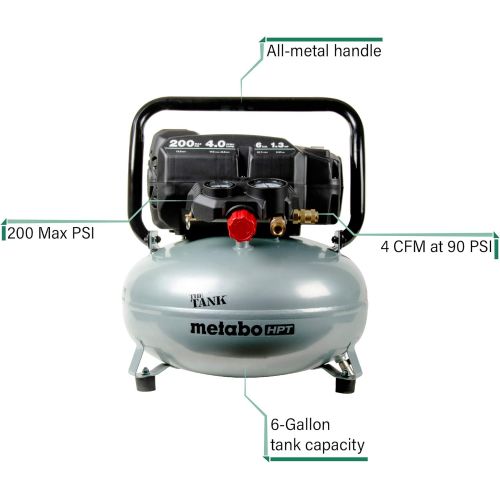  Metabo HPT THE TANK Pancake Air Compressor, 200 PSI, 6 Gallon (EC914S)