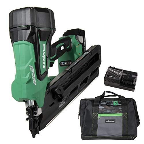  Metabo HPT Cordless Framing Nailer Kit, 18V, Brushless Motor, 2-Inch up to 3-1/2-Inch Clipped & Offset Round Paper Strip Nails, 3.0 Ah Lithium Ion Battery (NR1890DCS)