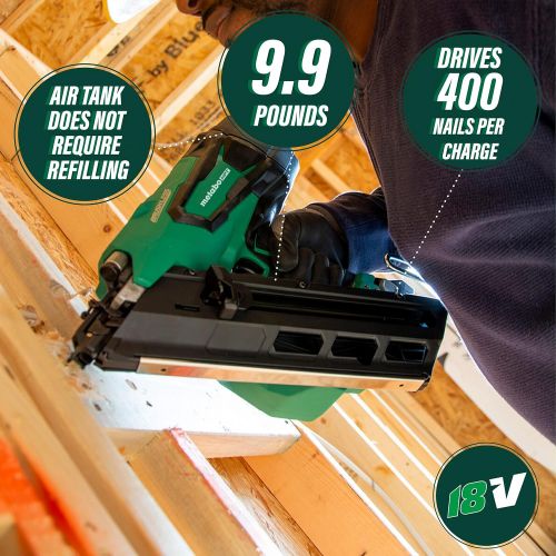  Metabo HPT Cordless Framing Nailer Kit, 18V, Brushless Motor, 2-Inch up to 3-1/2-Inch Clipped & Offset Round Paper Strip Nails, 3.0 Ah Lithium Ion Battery (NR1890DCS)