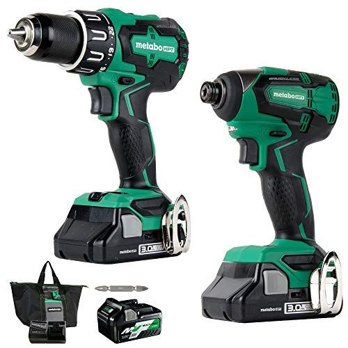  Metabo HPT Cordless Hammer Drill and Impact Driver Combo Kit, 18V, Brushless, Includes Two Batteries, 1-36V/18V MultiVolt 5.0 Ah and 1-18V Compact 3.0 Ah Battery, Lifetime Tool War