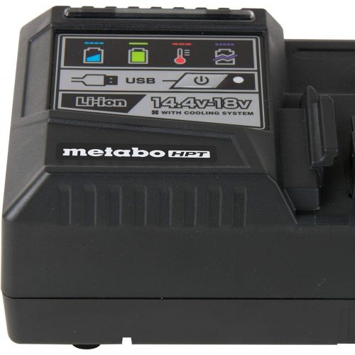  Metabo HPT Rapid Battery Charger | 18V, Lithium-Ion, Slide Style Batteries | USB Port | UC18YSL3M