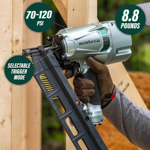  Metabo HPT Framing Nailer, Pneumatic, 2-Inch up to 3-1/4-Inch Plastic Collated Full Head Framing Nails, 21 Degree Magazine, 5-Year Warranty (NR83A5S)