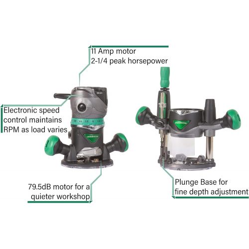  Metabo HPT Router Kit | Fixed/Plunge Base | Variable Speed | 11 Amp Motor | 2-1/4 Peak HP | KM12VC