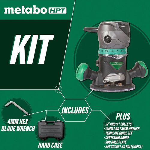  Metabo HPT Router Kit | Fixed/Plunge Base | Variable Speed | 11 Amp Motor | 2-1/4 Peak HP | KM12VC