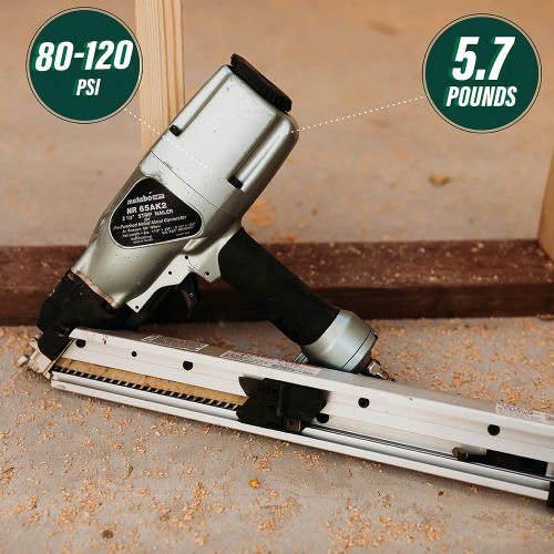  Metabo HPT 2-1/2-Inch Strap-Tite Fastening System Strip Nailer | Pneumatic | Accepts 1-1/2 and 2-1/2 Nails | Metal Connector | NR65AK2