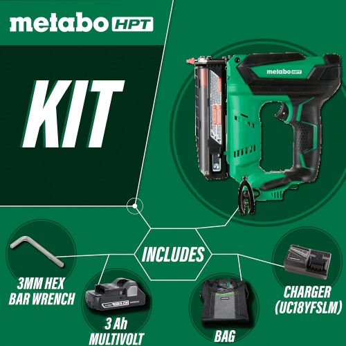  Metabo HPT Cordless Pin Nailer Kit, 18V, 23 Gauge, 5/8 up to 1-3/8 Pin Nails, 3000 Nails Per Charge, Compact 3.0 Ah Lithium Ion Battery, Lifetime Tool Warranty (NP18DSAL)