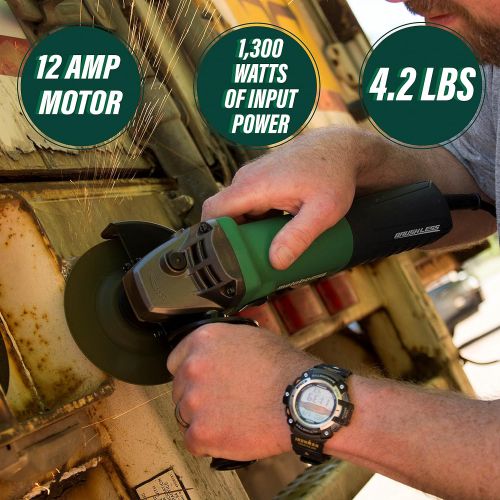  Metabo HPT Angle Grinder | 4-1/2-Inch | AC Brushless | Variable Speed | 12-Amp Motor | 2,800 - 10,000 Rpm | 1,300W | Slide Switch W/ Trigger Lock-On | 1-Year Warranty | G12VE