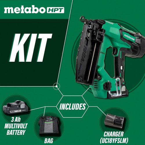  Metabo HPT Cordless Finish Nailer Kit, Unique Air Spring Drive System, 18V - 3.0 Ah Lithium Ion Battery, Brushless Motor, 16 Gauge, Lifetime Tool Warranty (NT1865DMS)