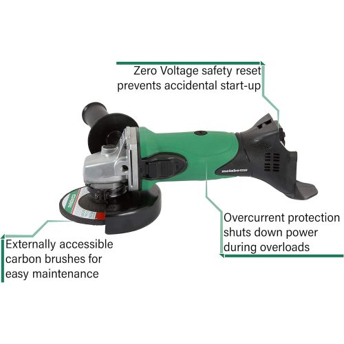  Metabo HPT 18V MultiVolt 4-1/2-Inch Cordless Angle Grinder Slide Switch w/Lock-On Tool Only - No Battery Lifetime Tool Warranty G18DSL2Q4