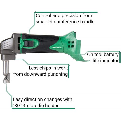  Metabo HPT Nibbler | 18V Cordless | Tool Only - No Battery | 180 Degree 3-Stop Die Holder | CN18DSLQ4