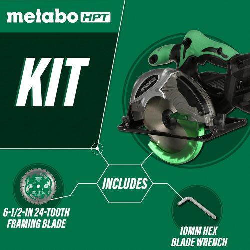  Metabo HPT 18V Cordless 6-1/2 Circular Saw | Tool Only | No Battery | Soft Grip Handle | Built-In Spotlight | Lifetime Tool Warranty | C18DSLQ4
