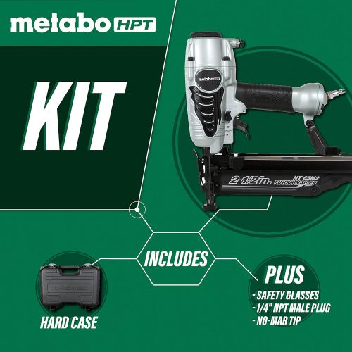  Metabo HPT Finish Nailer Kit, 16 Gauge, Finish Nails - 1-Inch up to 2-1/2-Inch, Integrated Air Duster, 5-Year Warranty (NT65M2S)