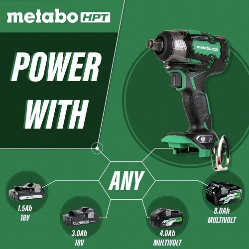  Metabo HPT 18V Cordless Impact Wrench | 225-LBS of Torque | 1/2 Square Drive | IP56 Compliant | LED Light | 4-Stage Electronic Speed Switch | Brushless | Tool Only - No Battery | W