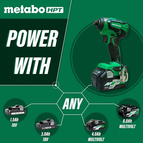  Metabo HPT WH18DBFL2T 18V Cordless Impact Driver | Includes 2 Batteries (1) 36V/18V Multivolt 5.0Ah & (1) 18V Compact 3.0Ah Battery | 1,522 in-lbs of Torque | Up to 3,100 Rpm 3,400