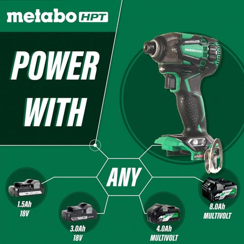  Metabo HPT 18V Cordless Impact Driver, Triple Hammer Technology, Powerful 1, 832 In/Lbs Torque, Variable Speed Trigger, IP56 Compliant, LED Light, Tool Only (WH18DBDL2Q4)