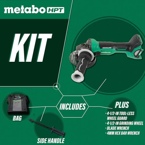  Metabo HPT 36V MultiVolt Brushless Angle Grinder | 4-1/2-Inch | Slide Switch | Tool Body Only | G3612DAQ6