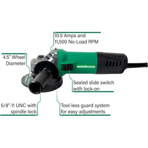  Metabo HPT Angle Grinder, 4.5-Inch, 10.5 Amp, Side Switch | G12SA4