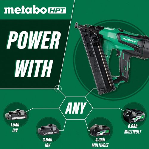  Metabo HPT 18V Cordless Angled Finish Nailer | Tool Only - No Battery | Brushless Motor | 15 Gauge, 1-1/4Up To 2-1/2 Finish Nails | Lifetime Tool Warranty | NT1865DMASQ7