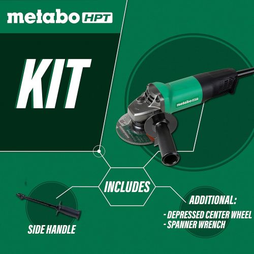  Metabo HPT 4-1/2-Inch Angle Grinder | Non-locking Paddle Switch | 7.9 Amp | Smallest Grip Circumference in its Class | 900W Input Motor | Lightweight | Dual-position Handle (G12SQ2