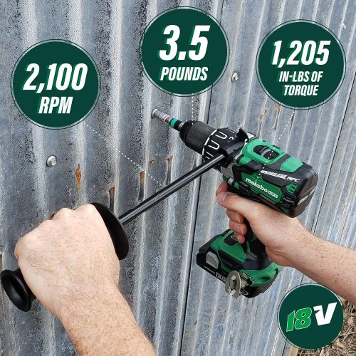  Metabo HPT 18V Cordless Brushless Driver Drill - Tool Only | No Battery | 1, 205 In/Lbs of Turning Torque | Reactive Force Control | 1/2 Keyless All-Metal Chuck | Lifetime Tool War