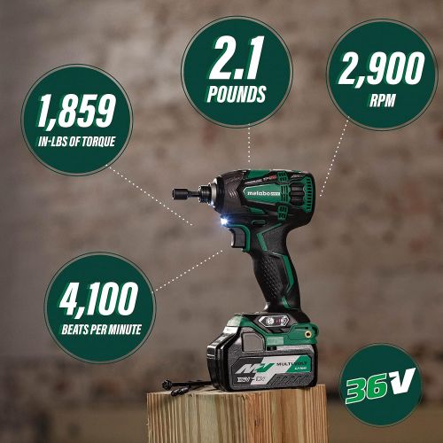  Metabo HPT 36V MultiVolt Triple Hammer Cordless Impact Driver Kit | Two Batteries and Charger | WH36DBG