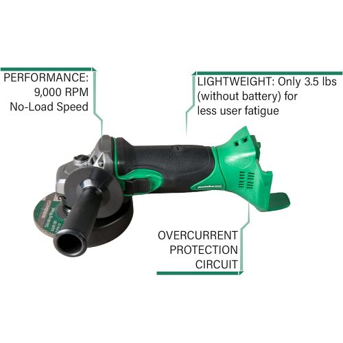  Metabo HPT 18V MultiVolt 4-1/2-Inch Cordless Angle Grinder | Slide Switch w/ Lock-On | Tool Only - No Battery | Lifetime Tool Warranty | G18DSL2Q4