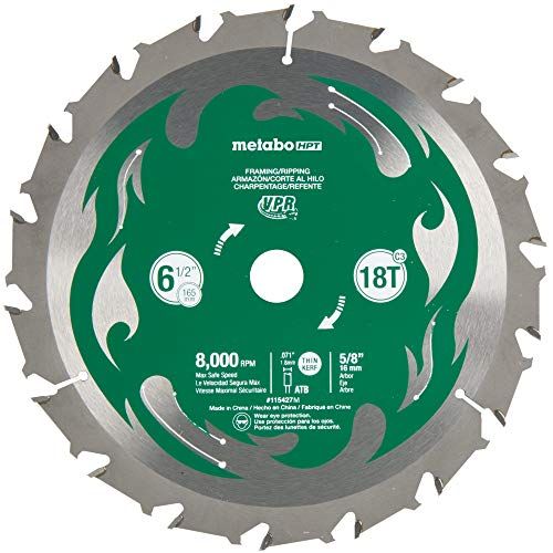  Metabo HPT Circular Saw Blade, 6-1/2-Inch, 18T, 5/8-Inch Arbor, Thin Kerf, VPR (115427M)