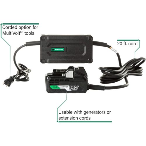  Metabo HPT MultiVolt AC Adapter Power Source Option for All 36V Metabo HPT MultiVolt Tools 20 Ft Pivoting Cord Can Be Used with Generators or Long Extension Cords ET36A