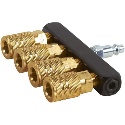  Metabo HPT Straight Manifold, 1/4-Inch FNPT With 4 Couplers/Plug, Aluminum/Brass Coupler, Steel Plug (115315M)