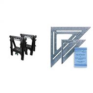 Metabo HPT Folding Sawhorses, 2-Pack (115445M) & Swanson Tool Co SW1201K Value Pack 7 inch Speed Square and Big 12 Speed Square (without layout bar) ships with Blue Book