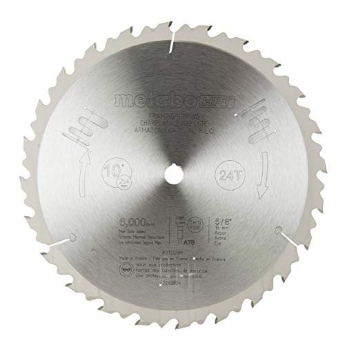  Metabo HPT Miter Saw/Table Saw Blade 10 Inch, 24-Teeth Tungsten Carbide Tipped ATB 5/8 Inch Arbor 311128M