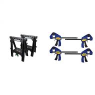 Metabo HPT Folding Sawhorses, 2-Pack (115445M) & IRWIN QUICK-GRIP Clamps, One-Handed, Mini Bar, 6-Inch, 4-Pack (1964758)