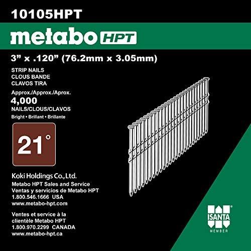  Metabo HPT 3 Inch Smooth Bright Basic Plastic Strip Nails 4,000 Count 10105HPT