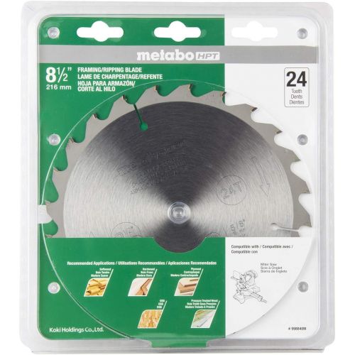  Metabo HPT Miter Saw Blade, 8-1/2-Inch, Framing/Ripping Blade, 24-Tooth, 5/8-Inch Arbor, Tungsten Carbide Tip (998840M)