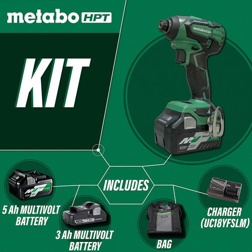  [아마존베스트]Metabo HPT WH18DBFL2T 18V Cordless Impact Driver | Includes 2 Batteries (1) 36V/18V Multivolt 5.0Ah & (1) 18V Compact 3.0Ah Battery | 1,522 in-lbs of Torque | Up to 3,100 Rpm 3,400