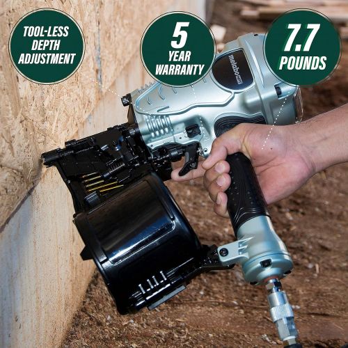  [아마존베스트]Metabo HPT Coil Framing Nailer, Pneumatic, 1-3/4-Inch up to 3-1/2-Inch Wire Collated Coil Framing Nails, Tool-less Depth Adjustment, 5-Year Warranty (NV90AGS)