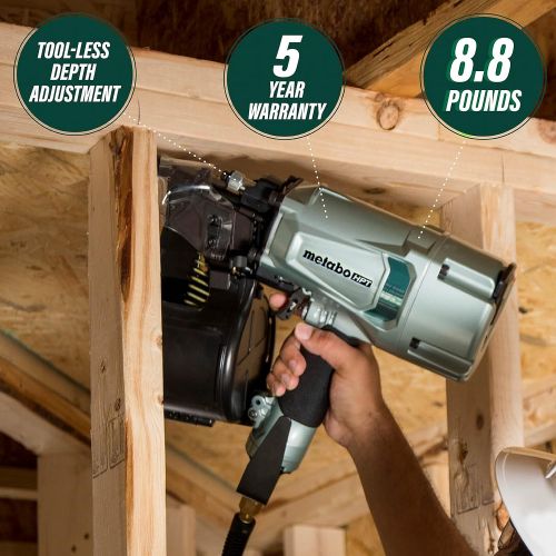  [아마존베스트]Metabo HPT Coil Framing Nailer, Pneumatic, Coil Nails - 2-Inch up to 3-1/4-Inch Round Head, Tool-less Depth Adjustment, 16 Degree Magazine, Rafter Hook, 5-Year Warranty (NV83A5)