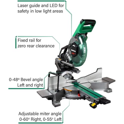  [아마존베스트]Metabo HPT 10-Inch Sliding Miter Saw | Zero Rear Clearance Slide System | Dual Bevel | Laser Marker (C10FSHCT)